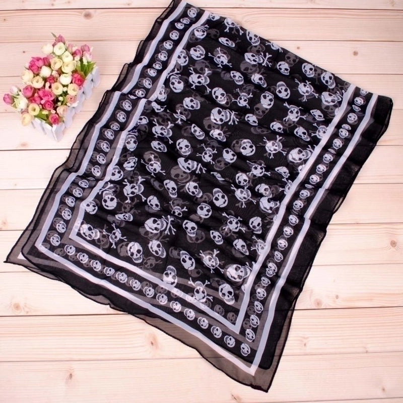 Women's Sweet Skull Chiffon Silk Scarf