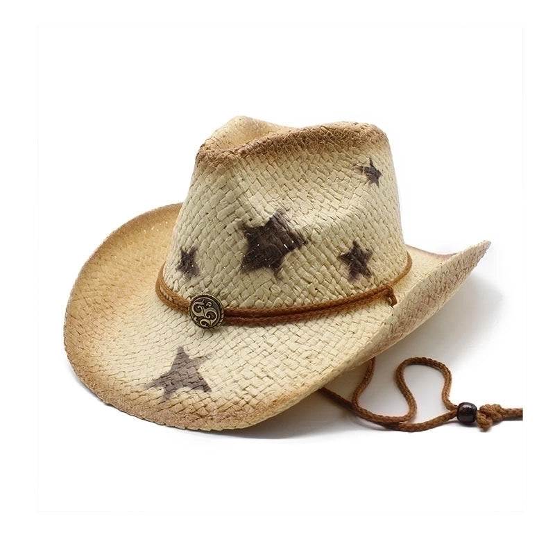 Women's Minimalist Star Patchwork Crimping Straw Hat