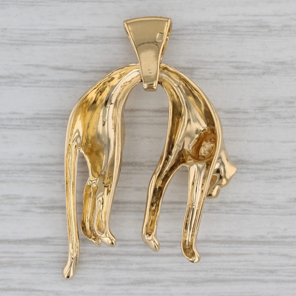 0.11ctw Diamond Emerald Panther Pendant 20k Yellow Gold Statement