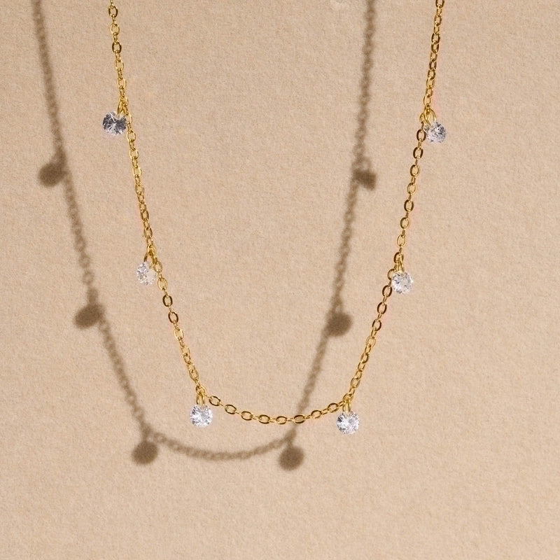 Minimalist Geometric 201 Stainless Steel Zircon 18K Gold Plated Plating Stainless Steel Necklaces