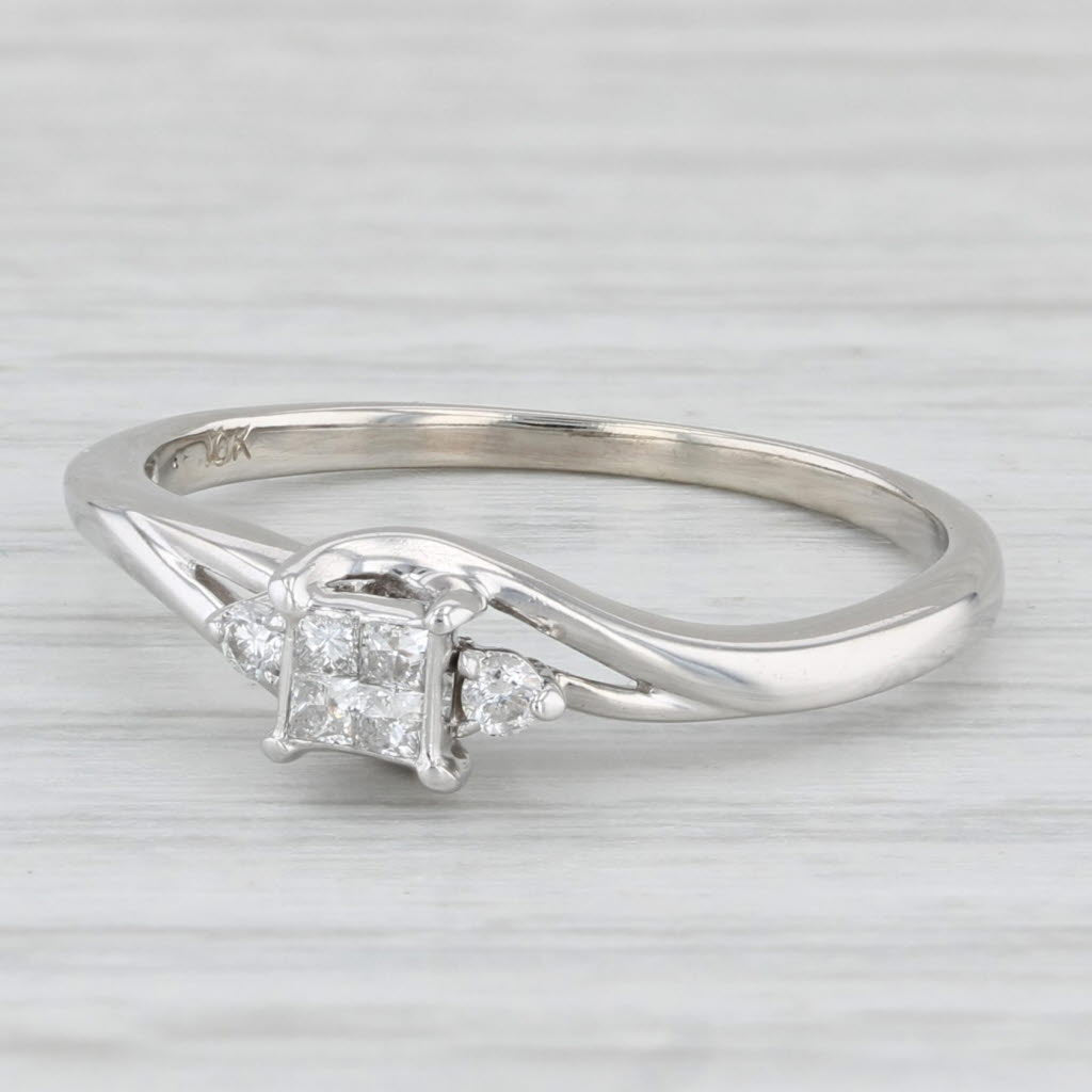 0.11ctw Diamond Princess Engagement Ring 10k White Gold Size 7