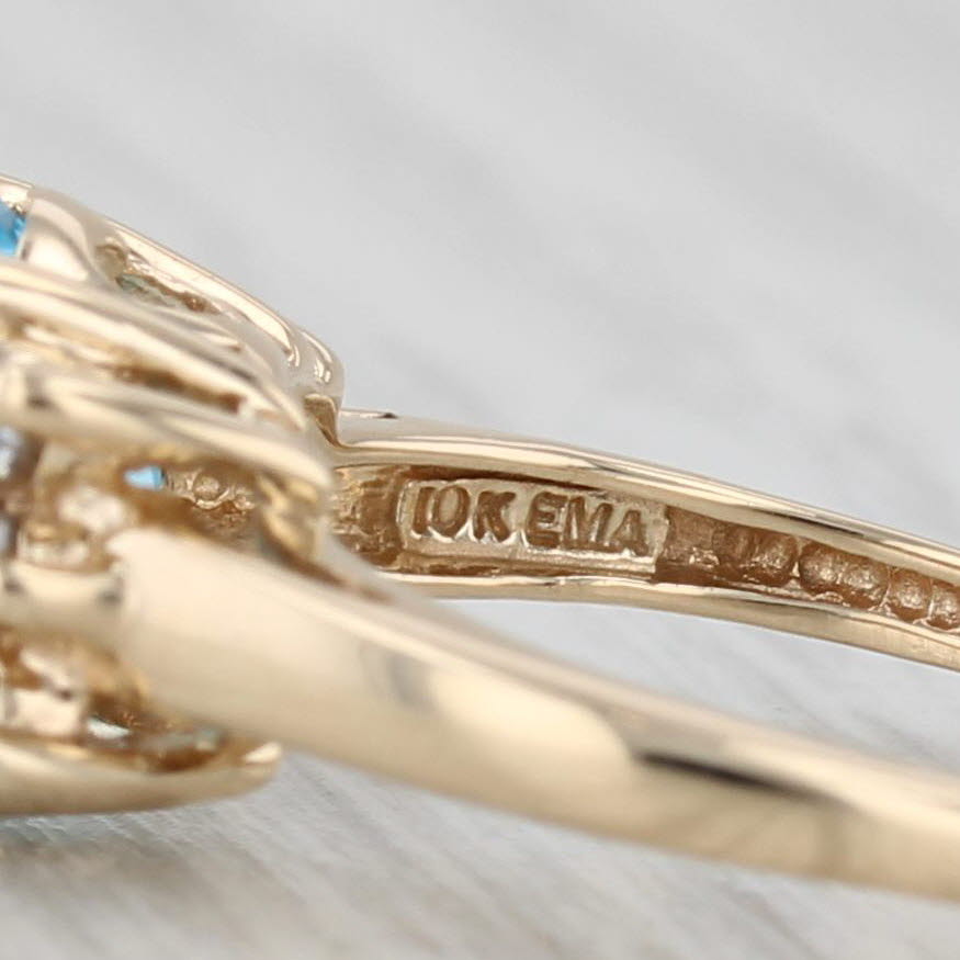 2.19ctw Oval Blue Topaz Diamond Ring 10k Yellow Gold Size 4.5