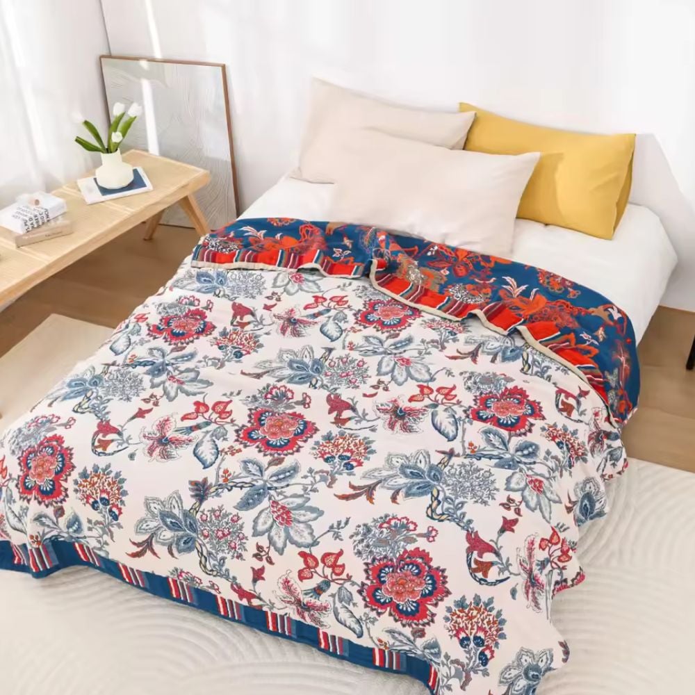 Retro Botanica Bliss Cotton Blanket
