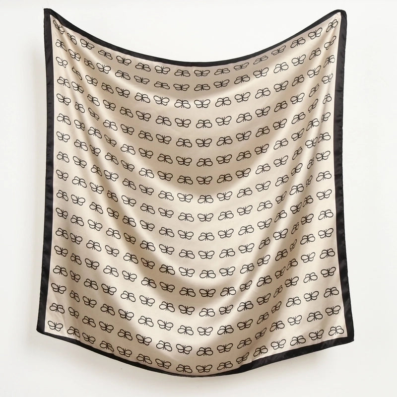 Women's Retro Printing Polyester Satin Printing Dyeing Braid Silk Scarf