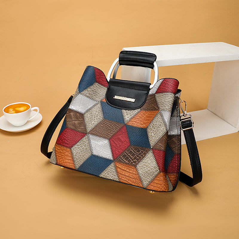 Striped Plaid Multi-Compartment  Crossbody Bag