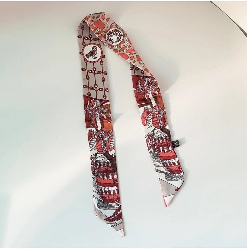 Women's Minimalist Classic Style Color Block Satin Printing Silk Scarf