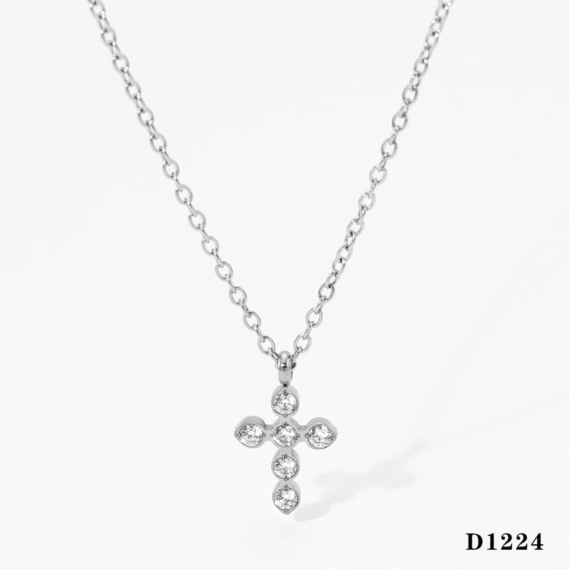 Modern Style Artistic Cross 304 Stainless Steel 16K Gold Plated White Gold Plated Necklace