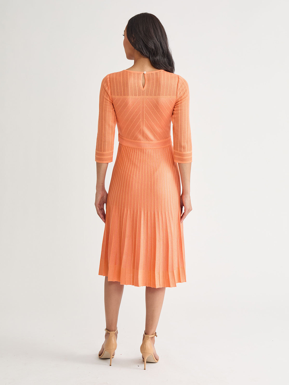 Pleated Geometric Knit Midi Dress - True Fit