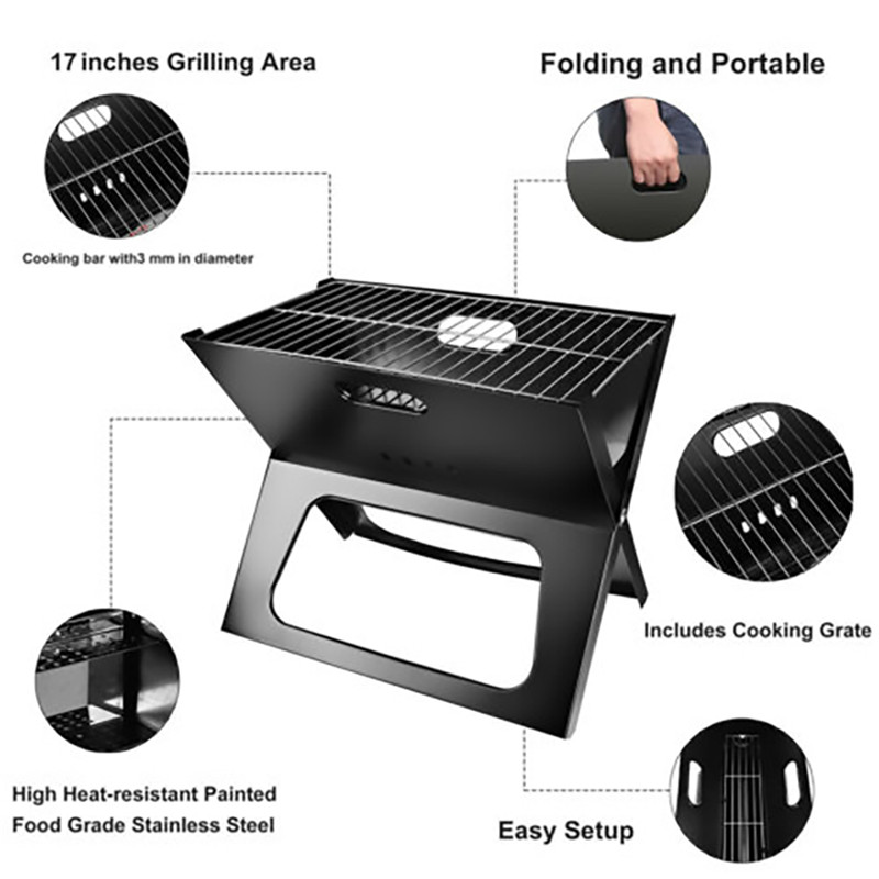 X TYPE FOLDABLE PORTABLE Barbecue Grill. BBQ / BAR B Q Portable Grill WITH COOKING PLATE