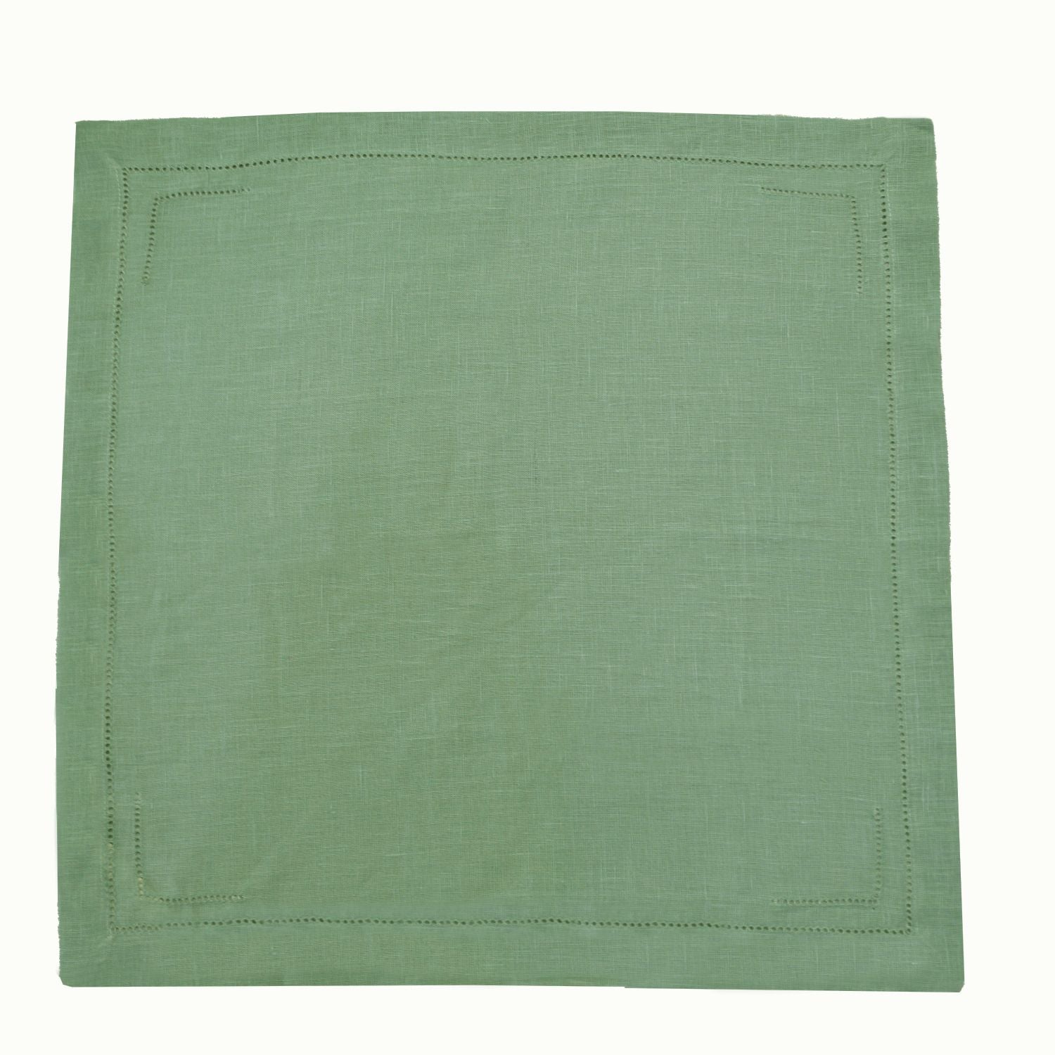 Sage Green 100% Linen Incomplete Hemstitch Napkins