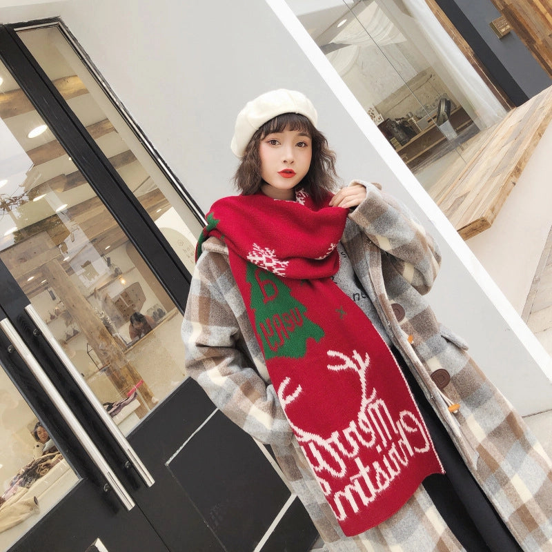 Women's Minimalist Classic Style Color Block Acrylic Scarf