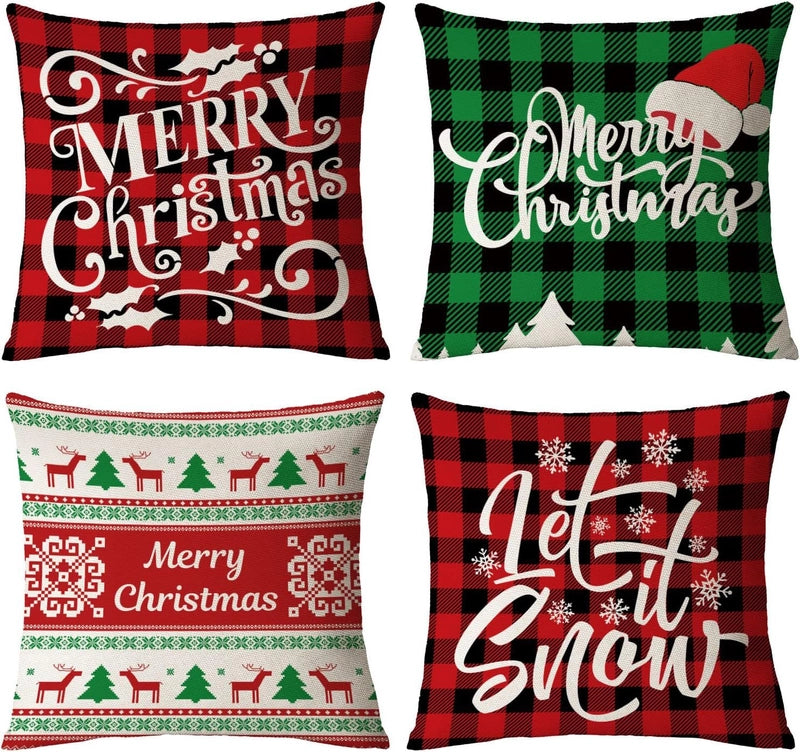 Christmas Casual Glam Christmas Tree Cotton And Linen Pillow Cases Couch & Sofa Decor