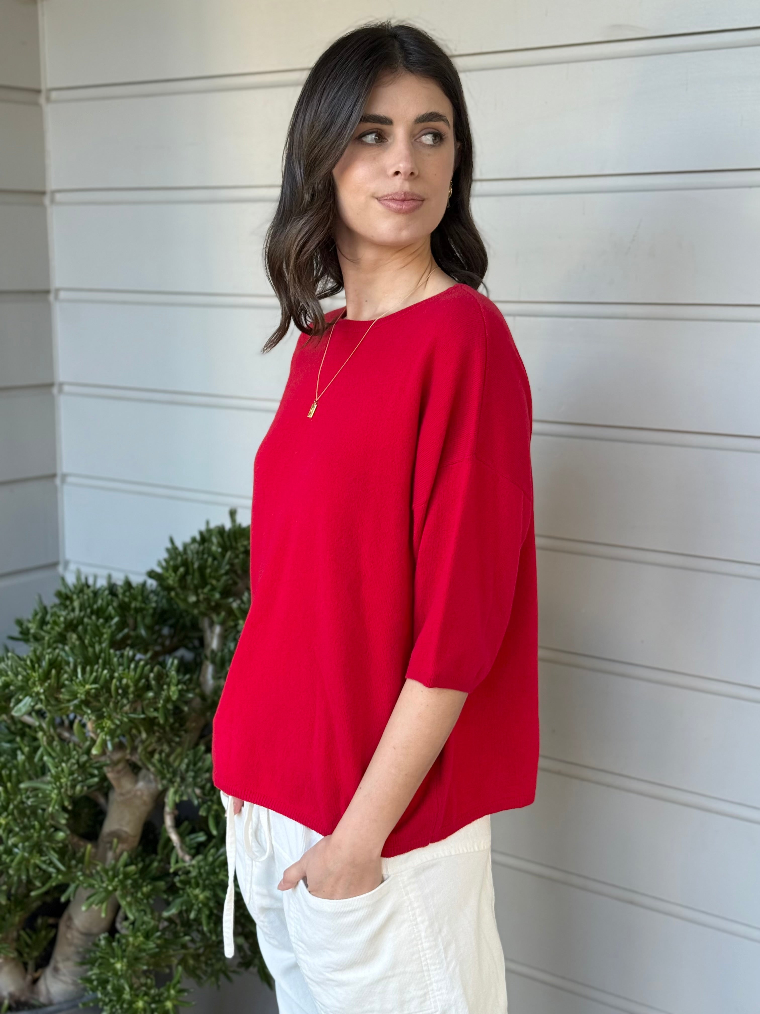 cashmere top-winter red
