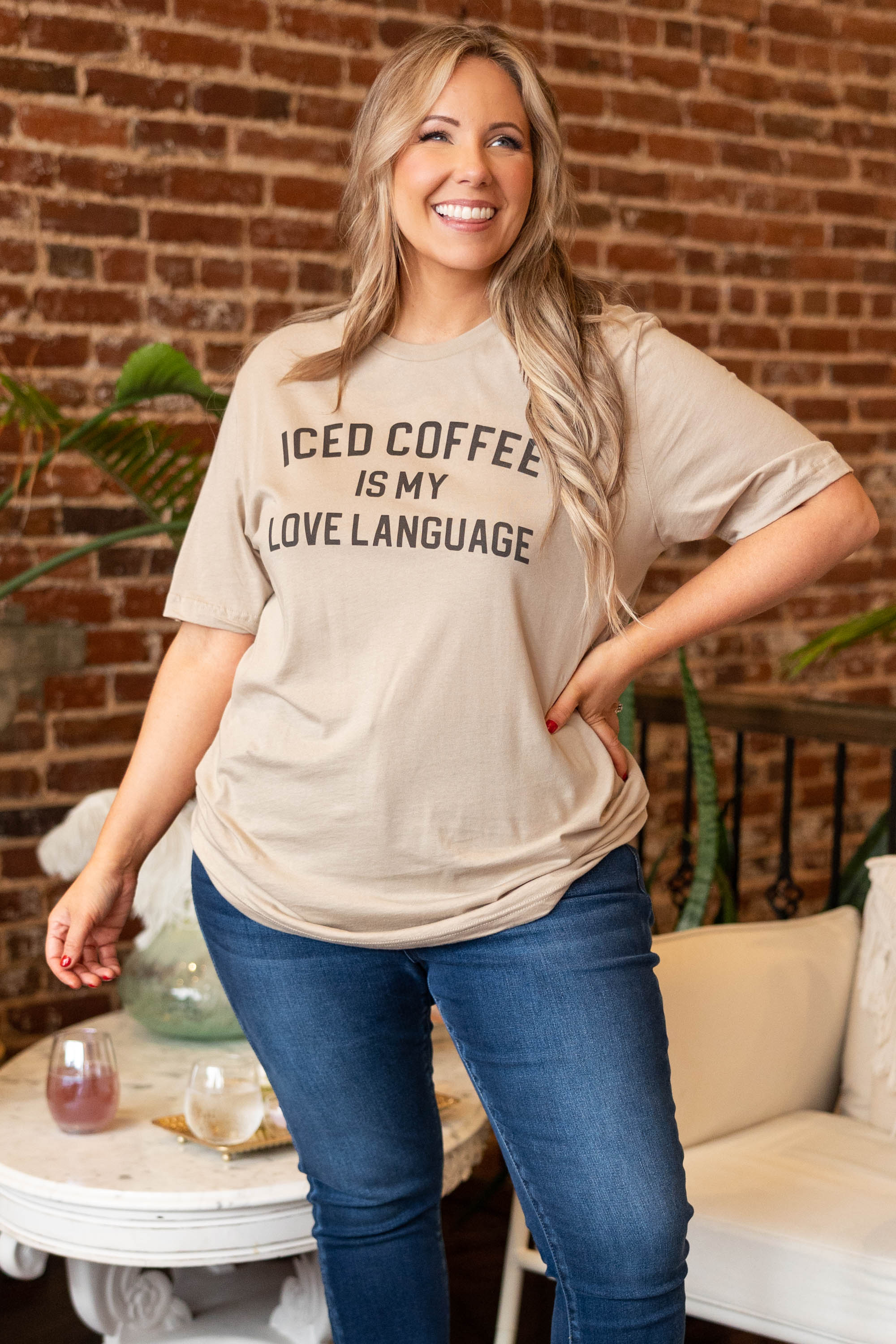 Coffee Is My Language Tee. Tan