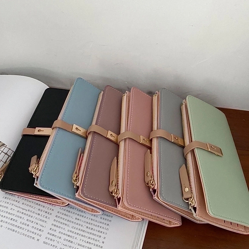 Women's All Seasons Pu Leather Solid Color Fashion Square Zipper Long Wallet
