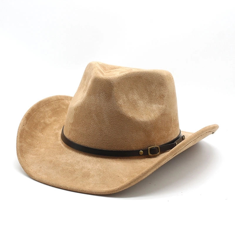 New Western Cowboy Hat Brown Jazz Hat Men And Women Ethnic Style Autumn And Winter Felt Hat Big Brim Hat