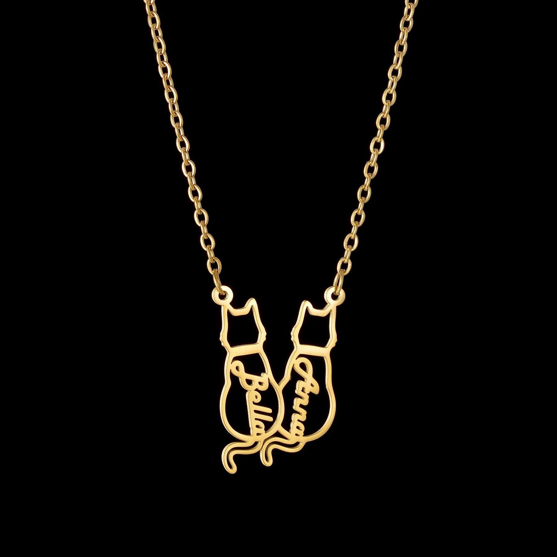 Custom Animal Outline Pendant Necklace With Name Design