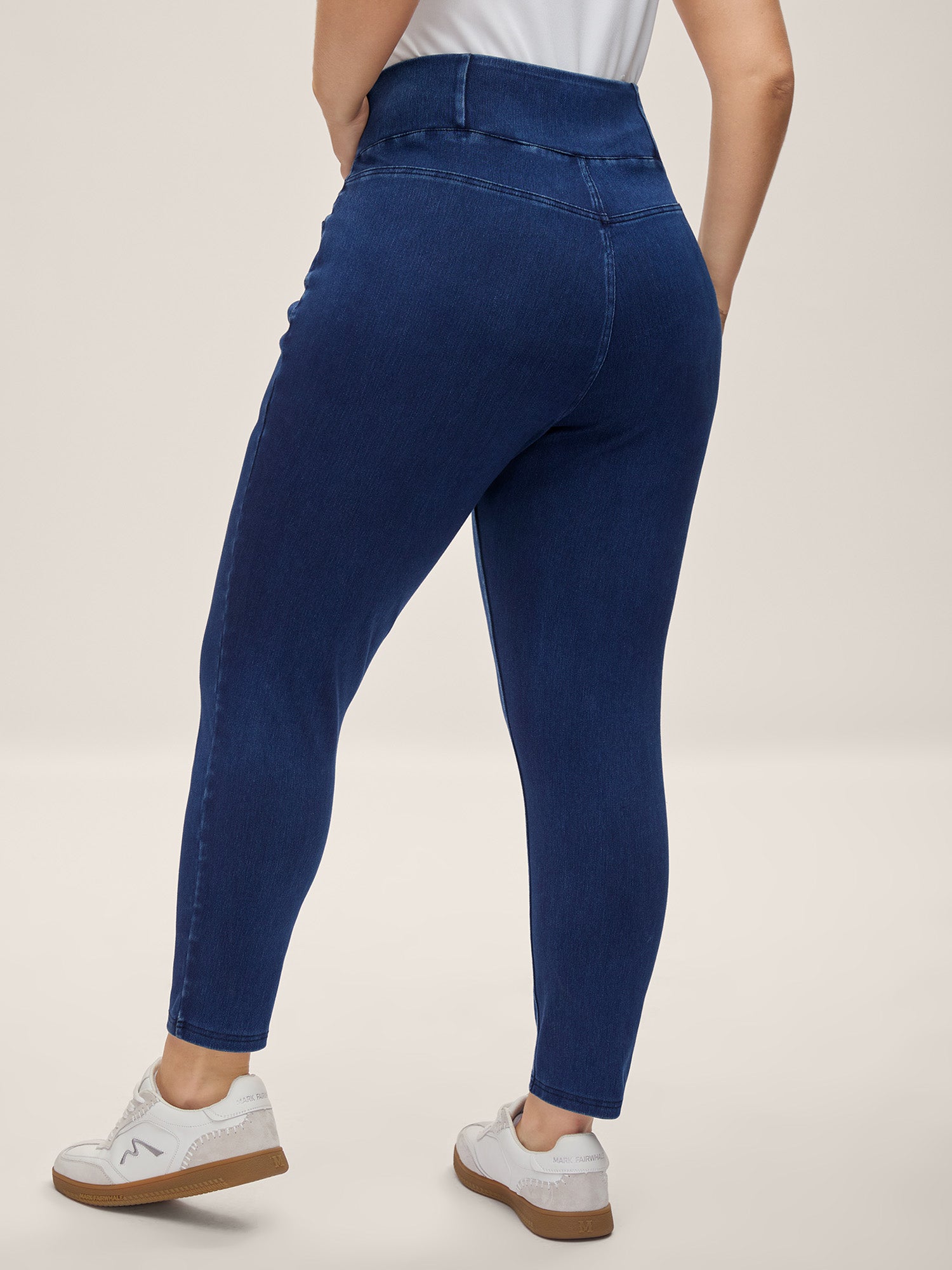 Overlap Hem Yoga Stretch Skinny Knit Jeans