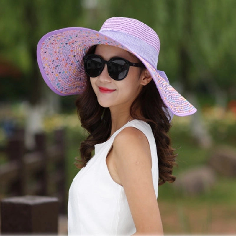 Women's Basic Vacation Pastoral Solid Color Bowknot Big Eaves Sun Hat