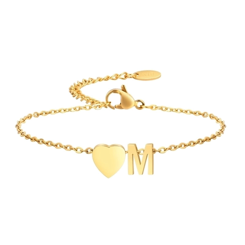 Minimalist Letter Heart Shape 304 Stainless Steel Bracelets In Bulk