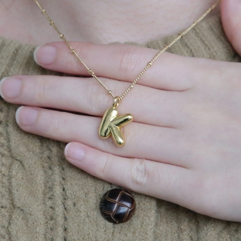 Copper Brass Minimalist Letter Pendant Necklace