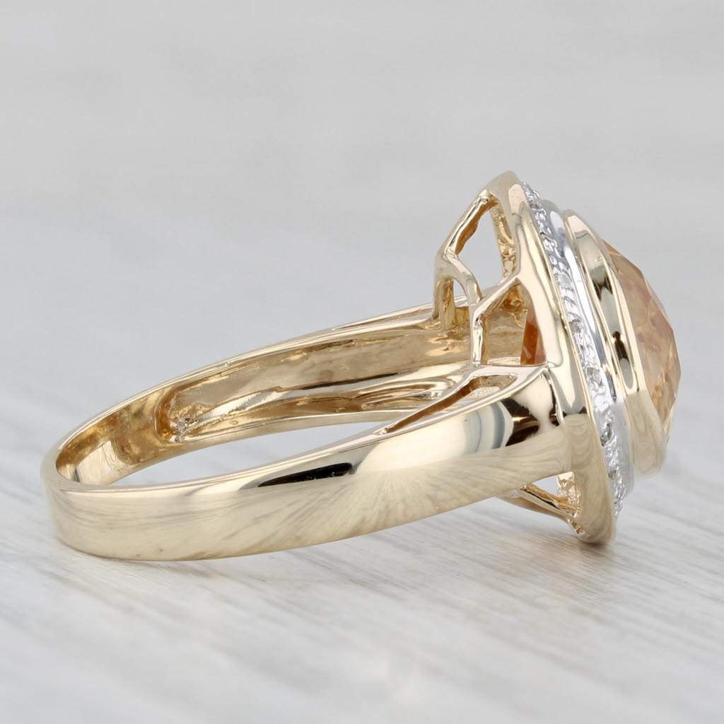 2.73ctw Citrine Diamond Halo Ring 10k Yellow Gold Size 7.25