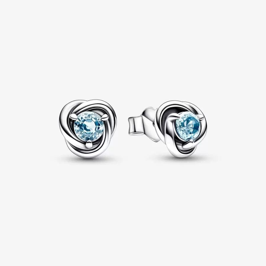 March Sea Aqua Blue Eternity Circle Stud Pandora Earrings