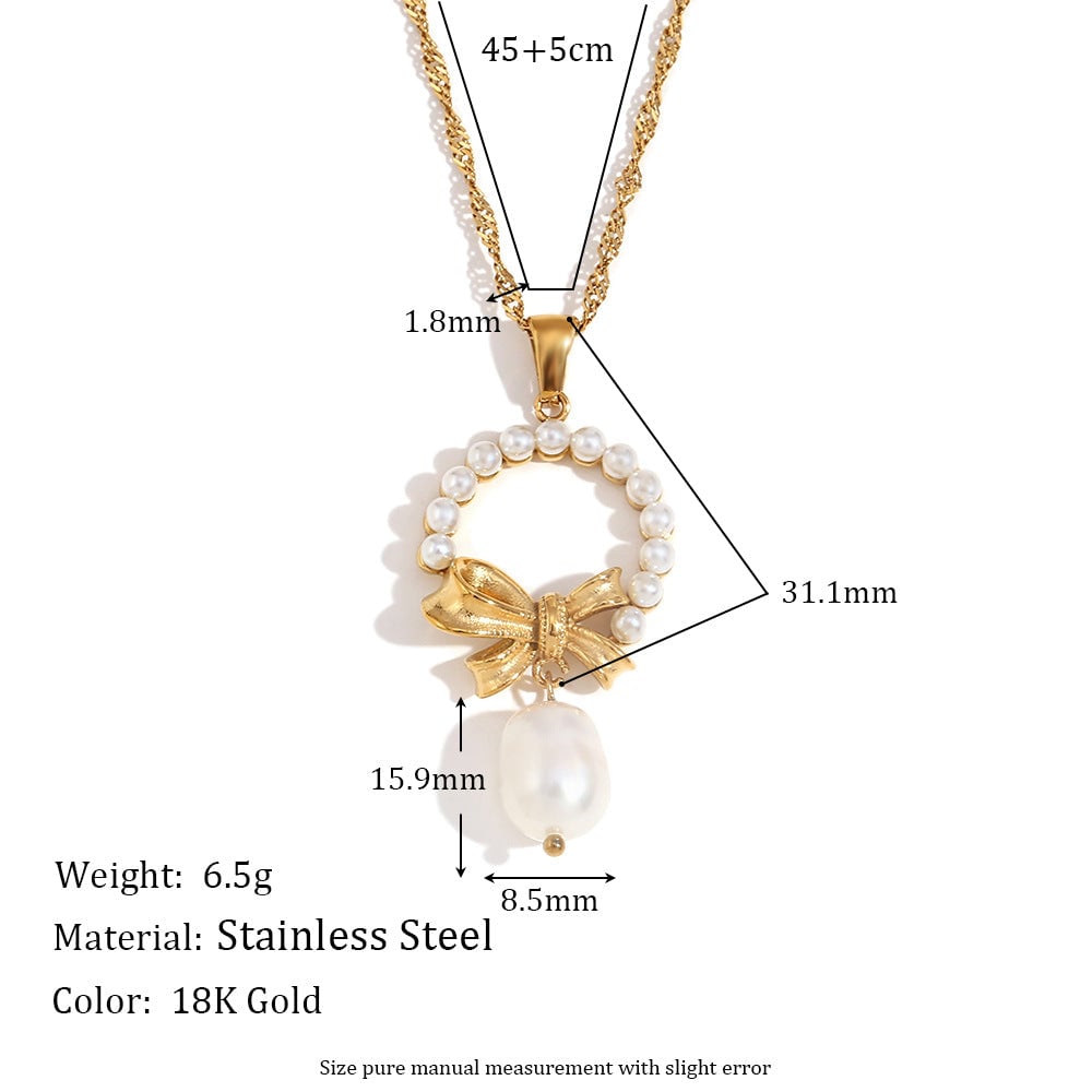 Fashion Bowknot Geometric Stainless Steel Electroplating Necklaces