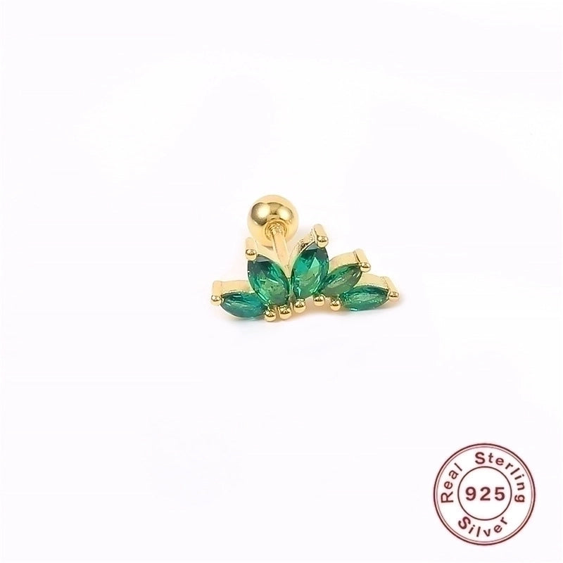 1 Piece Silver Zircon Geometric Ear Studs