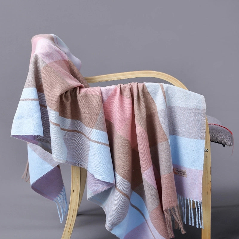 Autumn And Winter New Fashion Cashmere Big Baba Grid Tassel Scarf Men And Women Couples Warm Shawl