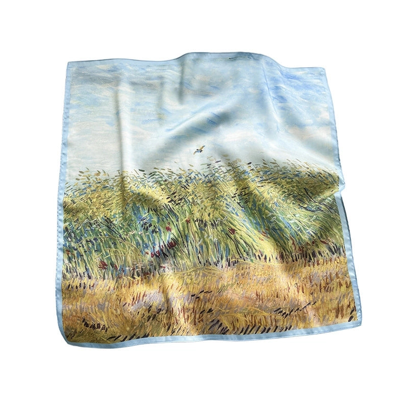 Women's Elegant Geometric Satin Printing Silk Scarves