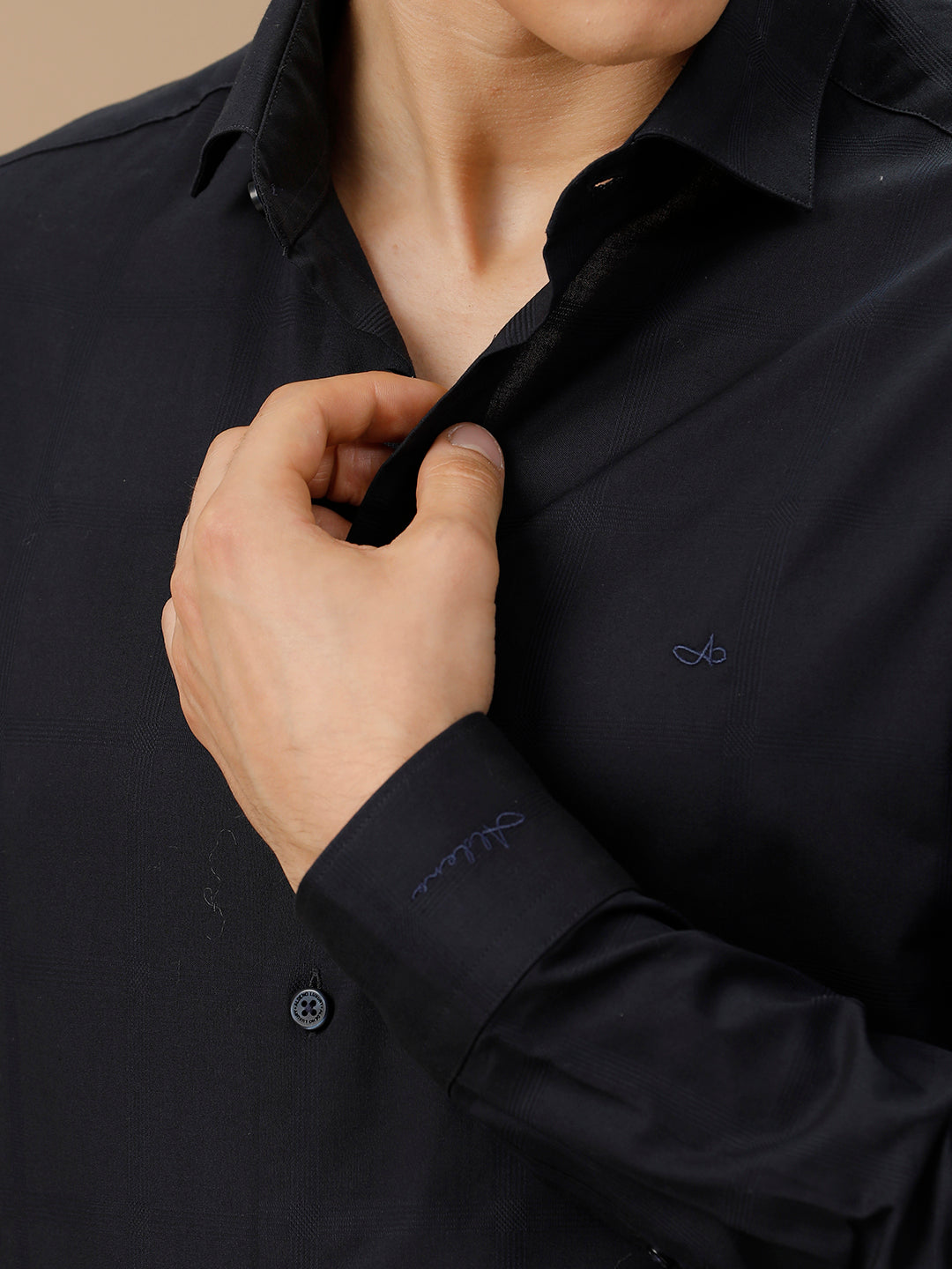 Mens Regular Fit Plain Black Formal Cotton Shirt (PURAL)