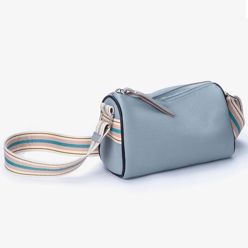 Women's Medium Leather Solid Color Basic Zipper Shoulder Bag