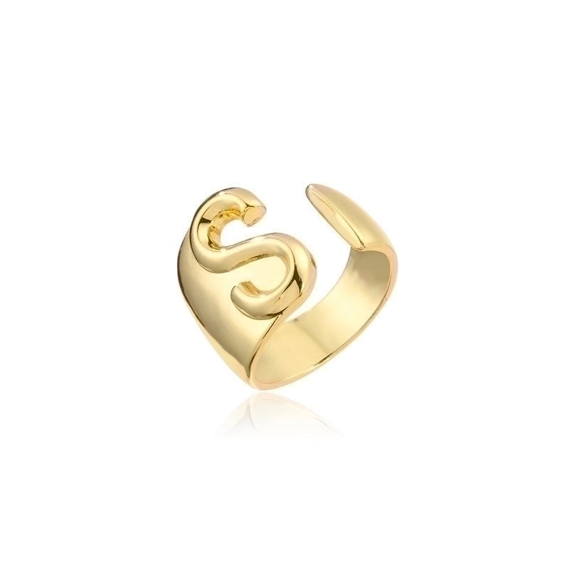 New 18k Copper Gold-plated Alphabet Open Ring