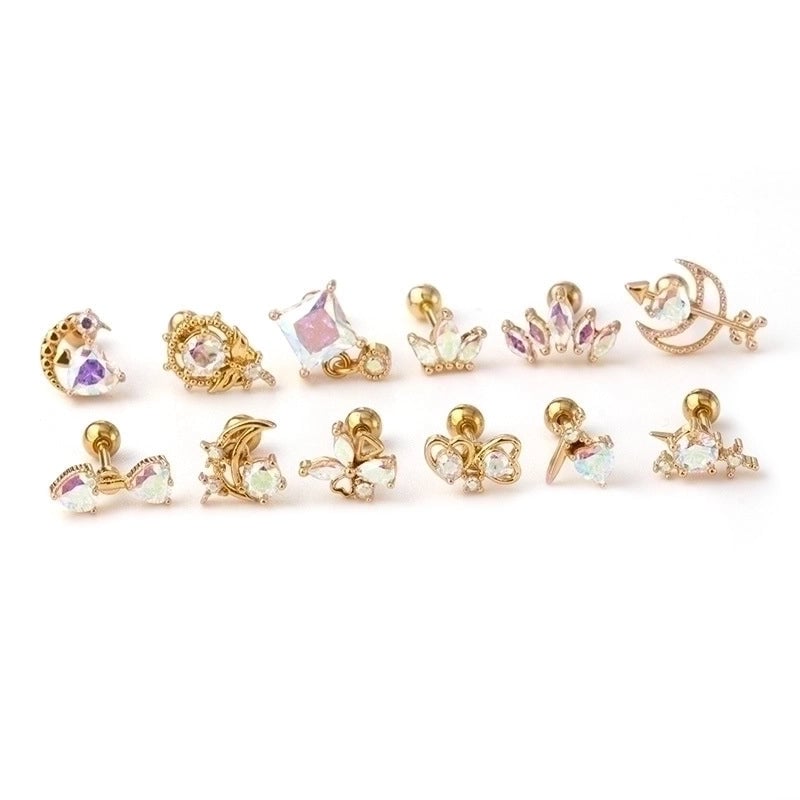 Ear Cartilage Rings & Studs Geometric Copper Plating Artificial Gemstones