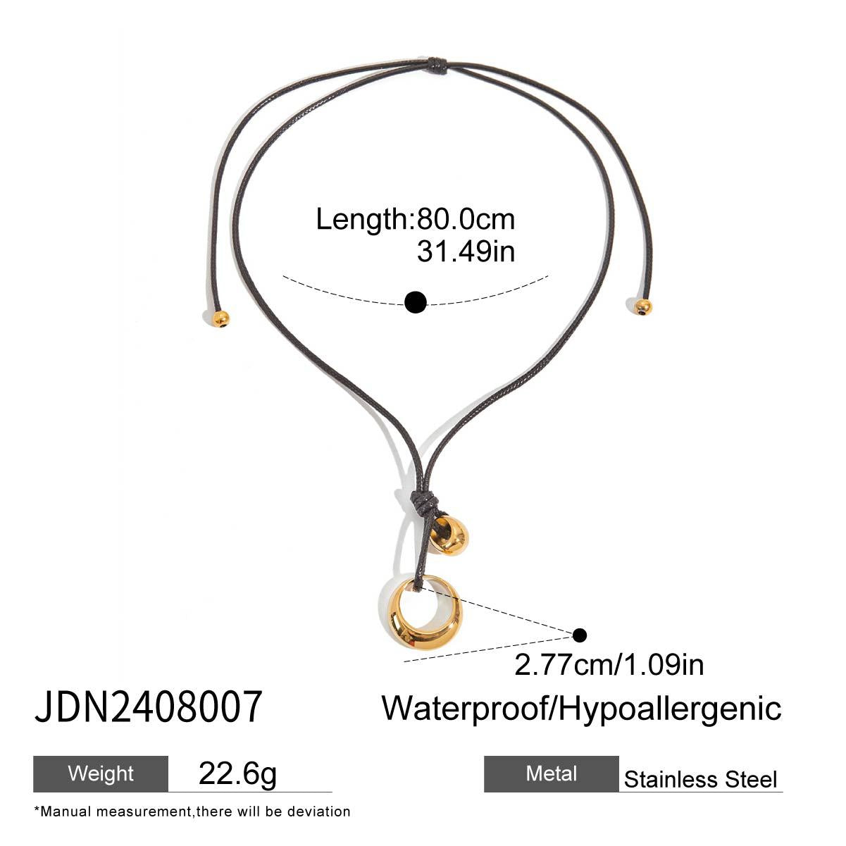 Jie Ding Black Rope Titanium Steel Necklace Niche Design Clavicle Chain Hot Style Stainless Steel
