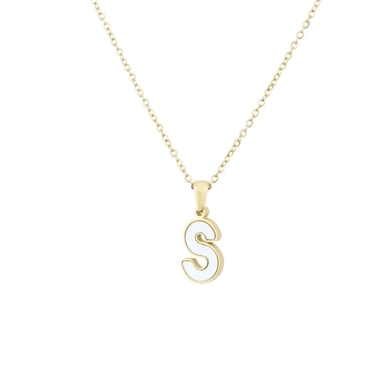 304 Stainless Steel Titanium Steel 18K Gold Plated Minimalist Plating Inlaid Shell Letter Shell