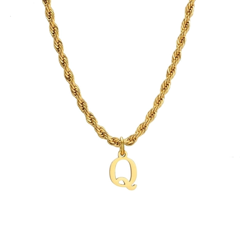 Minimalist Letter Stainless Steel Gold Plated Pendant Necklace