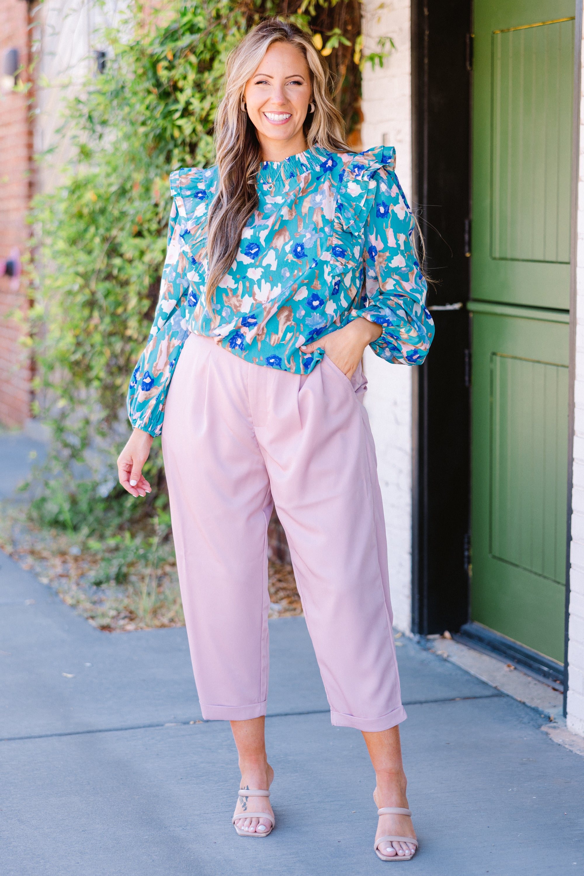 Remarkably Ruffled Top. Teal