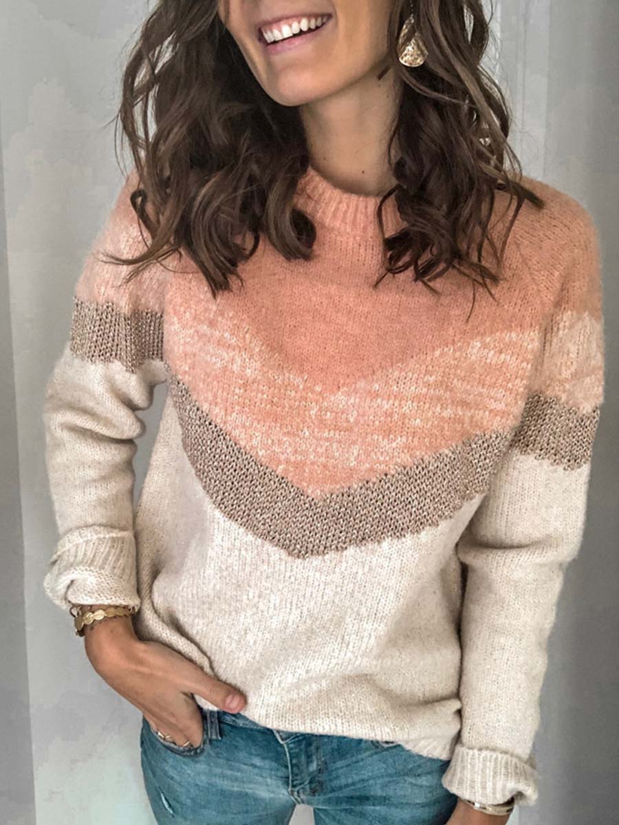 Casual Multicolor Stitching Sweater