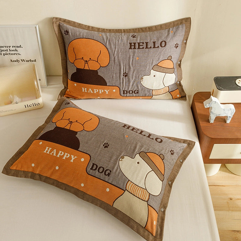 Cute Animal Letter Lattice Cotton Pillow Cases Couch & Sofa Decor