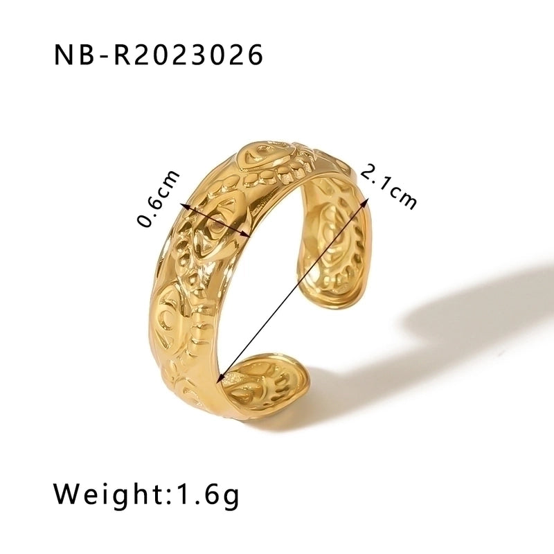 Stainless Steel 18K Gold Plated IG Style Basic Minimalist Plating Four Leaf Clover Heart Shape Flower Open Rings