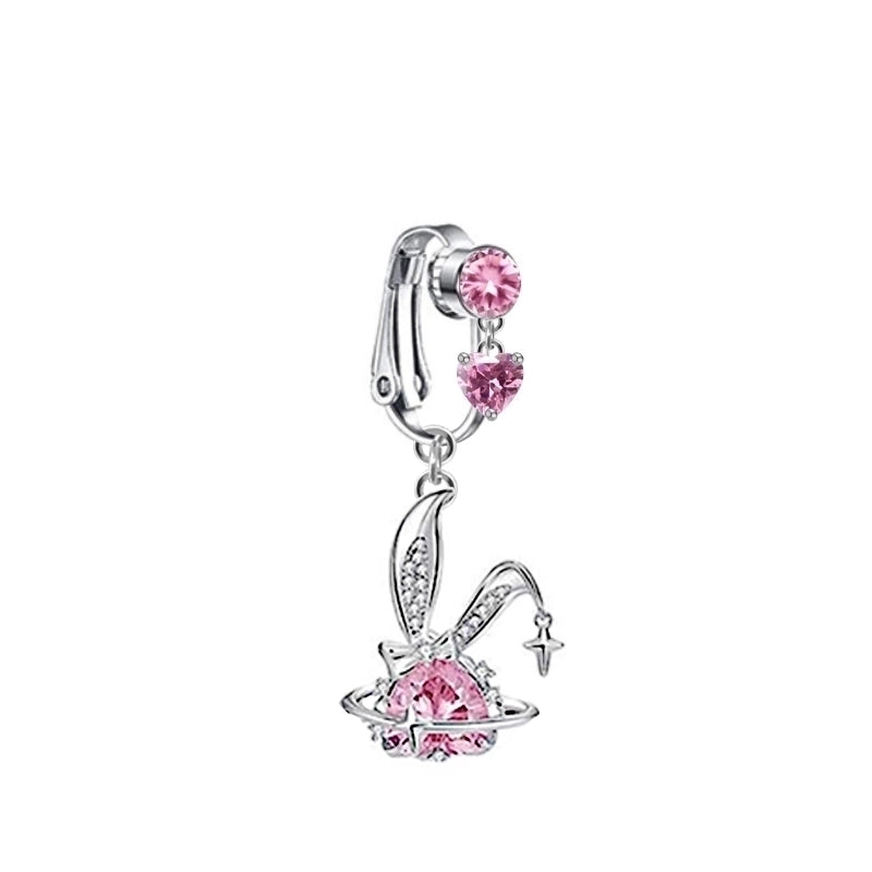 Cute Wedding Bridal Star Heart Shape Stainless Steel Alloy Copper Plating Inlay Artificial Crystal Agate Zircon 14k Gold Plated Silver Plated Belly Ring