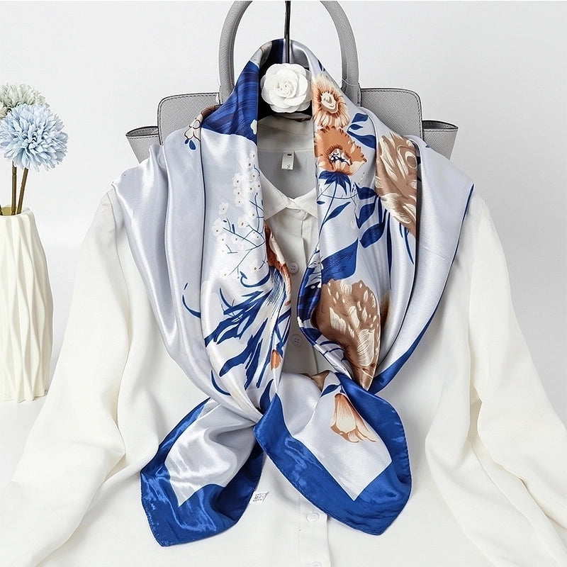 Women's Fashion Flower Chiffon Printing Silk Scarves