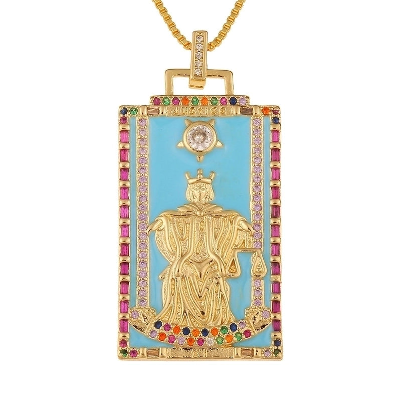 Fashion New Oil Drop Tarot Pendant Copper Zircon Necklace