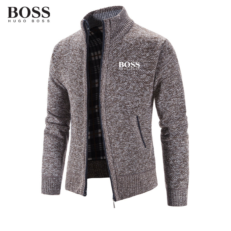 BOSS Men Band Collar External Trench Coat