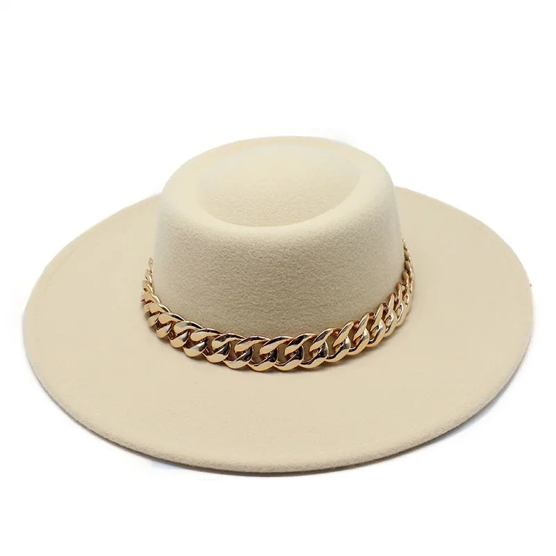 Elegant Round Concave Flat Top Woolen 8.5cm Top Hat Men And Women Fashion Flat Top Woolen Top Hat