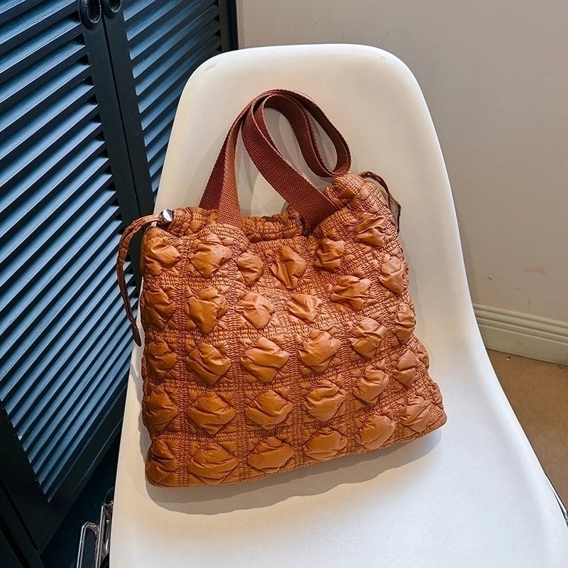 Women's Cotton Solid Color Classic Style String Shoulder Bag