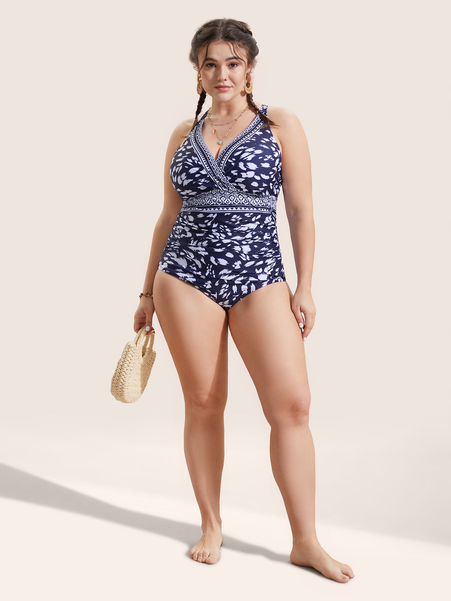 Bandana Print Wrap Ruched One Piece Swimsuit