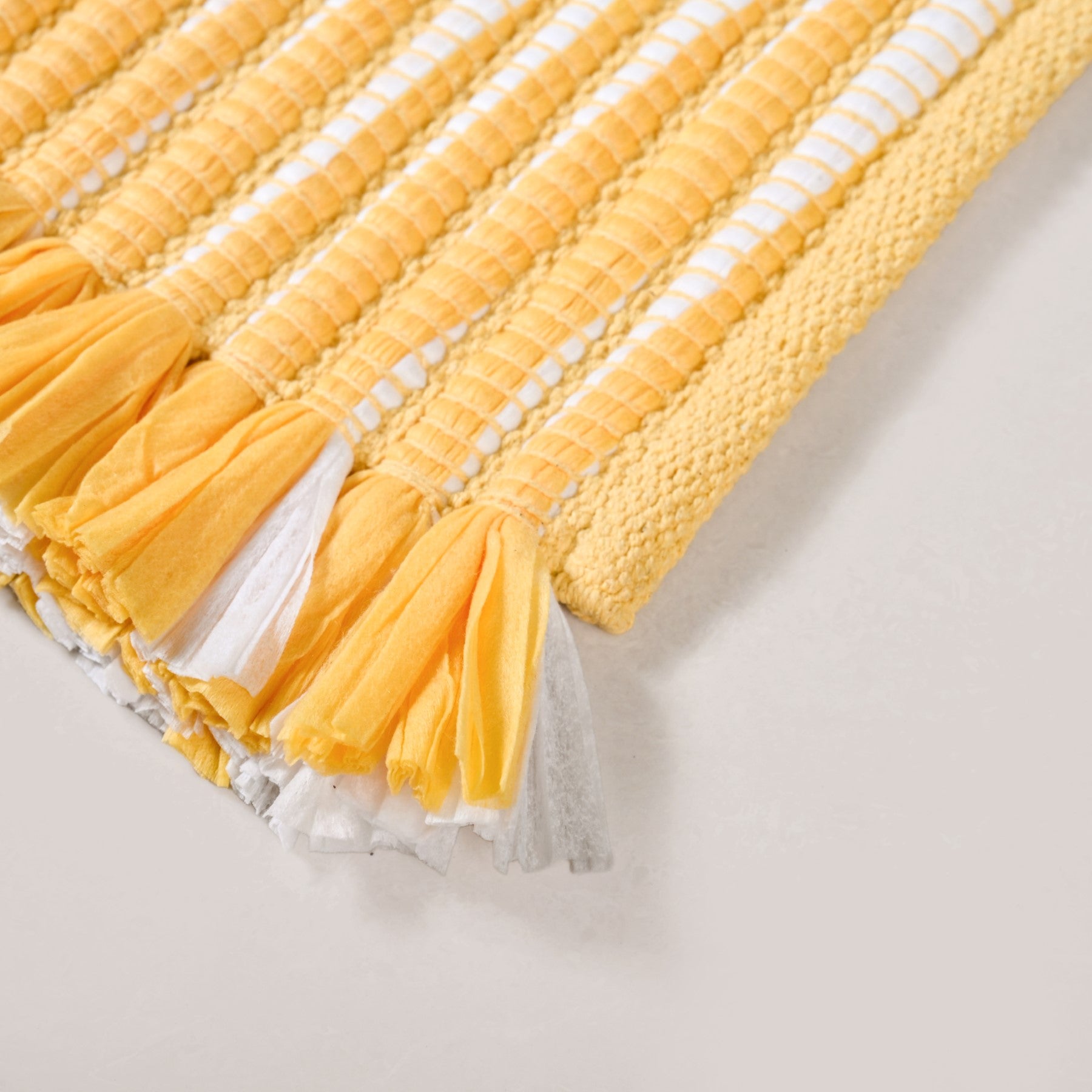 Sunny Stripes Textured Yellow Floor Mat 85x62cm
